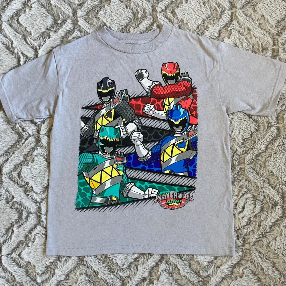 Boys Power Rangers Dino Charge Gray T Shirt Sz 7 - Picture 1 of 3